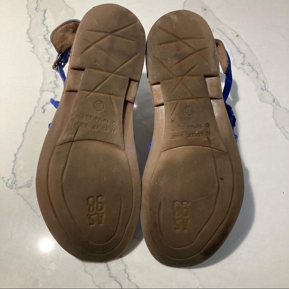 A.S. 98 Sz 39 Gladiator Style Laser Cut Out Electric Blue Leather Sandals - Picture 10 of 13